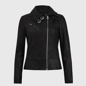 All Saints Belvedere Biker Leather Jacket in Black, Women’s size 4